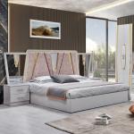 Foshan Wholesale Wood Frame Double Leather King Size Bed Suite Home Wooden Queen