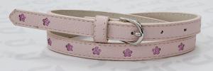 Wholesale Pink Round Tip Kids Fashion Belts With Punching Shiny PU Flowers 1.5cm Width from china suppliers