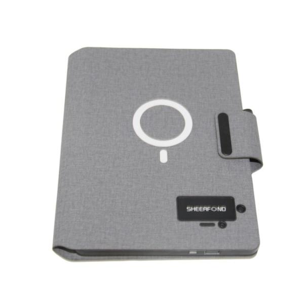 Pu Leather Led Logo Power Bank Wireless Charging Notebook Luxury Magnetic