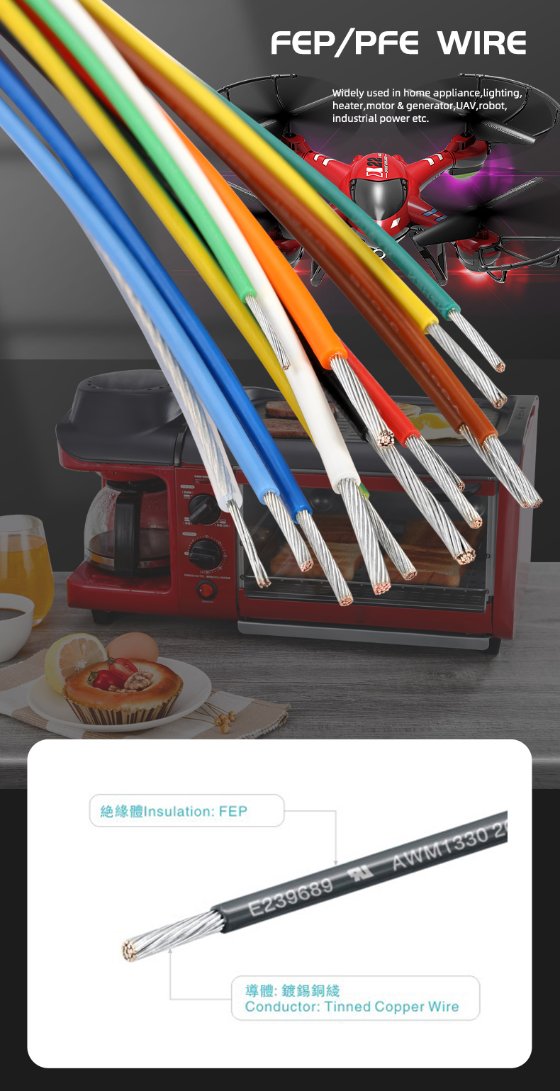 20 AWG Hight Temperature FEP Insulated Wire 200C For Home Appliance