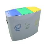 Brushed Three Compartment 60L Public Recycling Bin