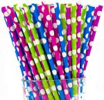 Halloween Black And White Striped Polka Dot Disposable Paper Straws