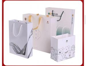 Wholesale 128gsm-350gsm Art Paper Shopping Bag Simple Strokes Printing Brown Paper Grocery Bags from china suppliers
