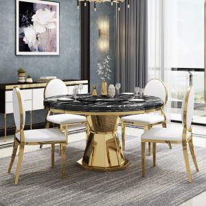 Wholesale Modern Stainless Steel Circle Marble Top Dining Table Length 1.3/1.5M from china suppliers