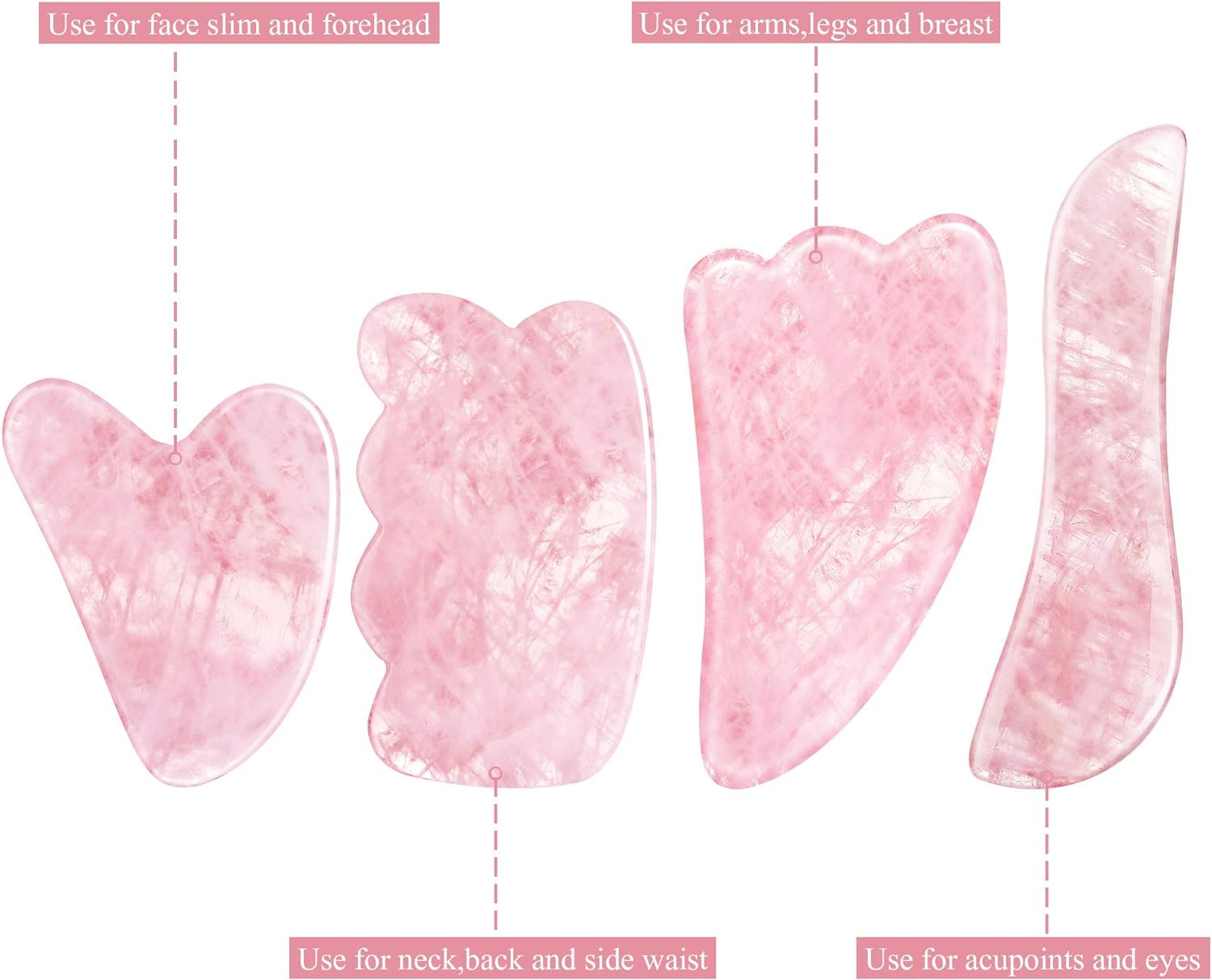 Rose Quartz Natural Jade Scraping Board Jade Stone Facial Gua Sha Board Massage Tools