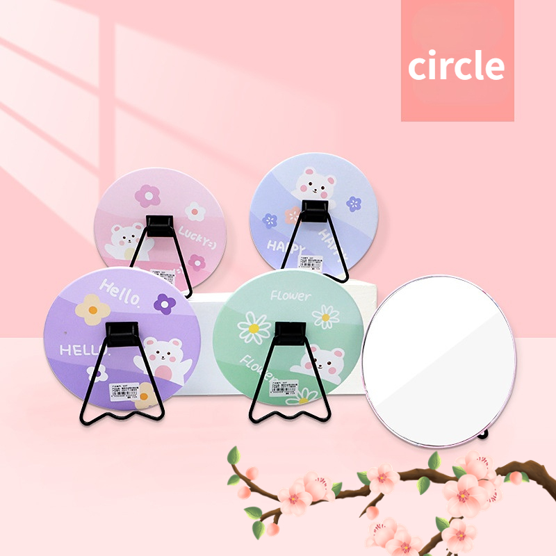 Travel Standing Cute Stand Top Make Up Cosmetic Table with Metal and Glass Mirror
