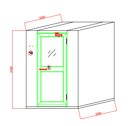 Adjustable Shower Time Air Shower Room With Full Stainles Steel Material