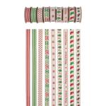 15mm*3y Christmas Gift Ribbon Printed White Cotton Ribbon For Presents