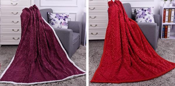 Solid Color Heavy PV Fleece Fake Fur Blankets And Throws Two Layers Anti -