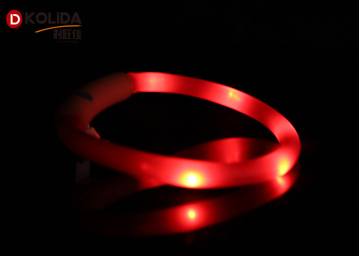USB Rechargable Full Waterproof IP65 LED Dog Necklace With Silicon Tube Colorful Light
