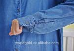 Roll Up Sleeves Women Denim Blouses And Tops , Casual Oversized Denim Dress