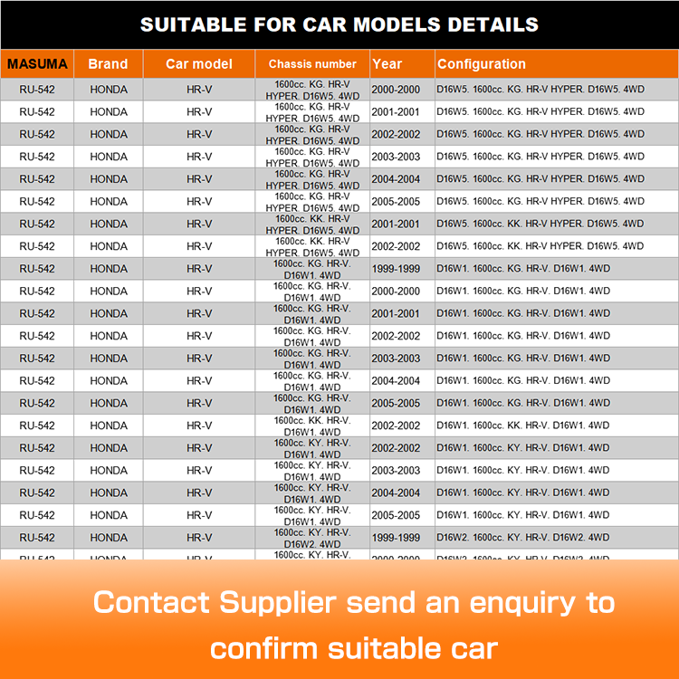 RU-542 MASUMA Auto Mountings Suspension Bush V26W 4M40T 51350-S2H-013 51391-S2H-003