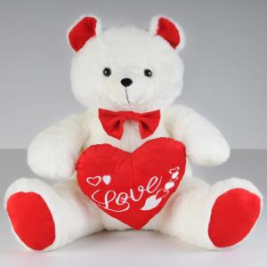 China Fashion Valentines Day Stuffed Toys Teddy Bear With Red Heart Push Celebrating on sale