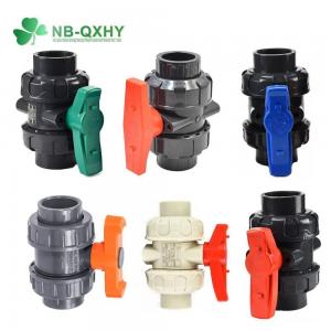 China Manual Black PVC/UPVC Plastic True Double Union Ball Valve with Different Handle Type on sale