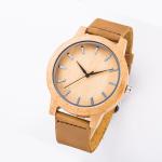 Wood Face Watch With Leather Band / Miyota Movement Leather Watches For Men