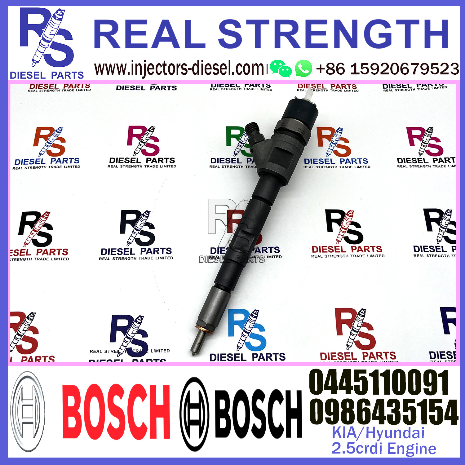 Diesel Fuel Common Rail Injector 0445110091 0986435154 For KIA/HYUNDAI 2.5CRDi Engine