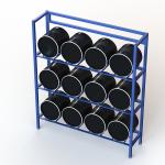 Engine Oil Barrel Knocked Down Metal Display Racks For Garage