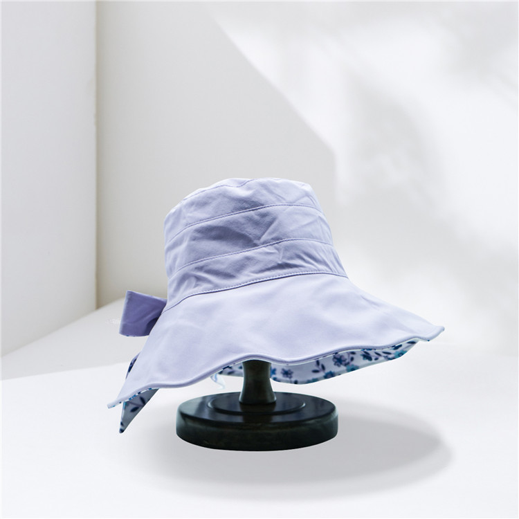 Female Wide Brim Fishing Bucket Hat With Big Bowknot