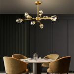 All Copper Crystal Chandelier Modern Minimalist Ice Ling Dining Room Bedroom