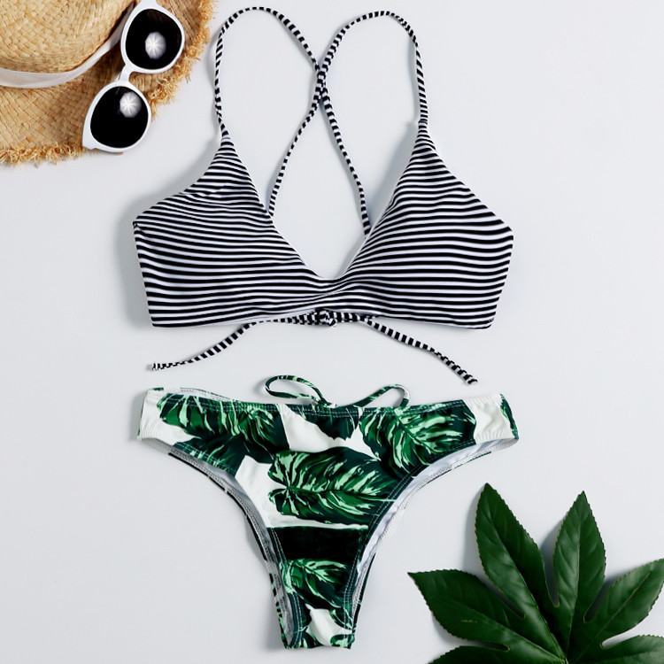 Tiered Layer Tie a Knot Front Top With Low waist Bikini swimsuit high cut