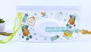 China Wet wipe pouch baby wipe case holder dispenser refillable wet wipe, cartoon pattern travel wipes dispenser holder reusab on sale