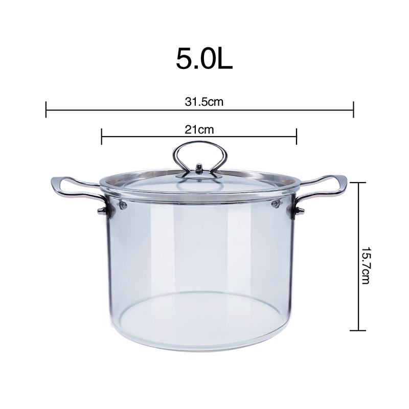 Kitchenware 5L Borosilicate Transparent Glass Soup Pot