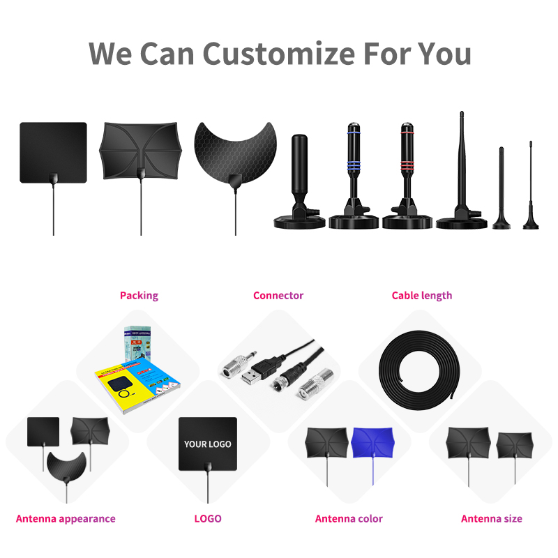 VHF174-230/UHF470-860 Frequency Range Indoor Digital TV Antenna for Newest DVB T2 SU HDTV