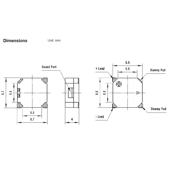 3.6v SMD Electromagnetic Buzzer L8.5XW8.5XH4.0mm External Drive / Without Circuit