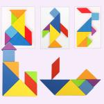 3D Wooden Pattern Animal Jigsaw Puzzle Colorful Tangram Toy Kids Montessori