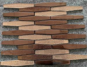 Wholesale 11 Sheets/Ctn Decorative Mosaic Tiles Irregular Strip Metal Glazed Glass Artist Wall 8mm from china suppliers