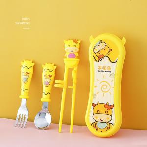 Wholesale Stainless Steel Children's Flatware Silverware Cartoon Cow Spoon Fork 19*4.5CM 35g from china suppliers