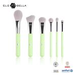 6pcs Travel Size Makeup Brushes With Wooden Handle, Portable Cosmetic Brush