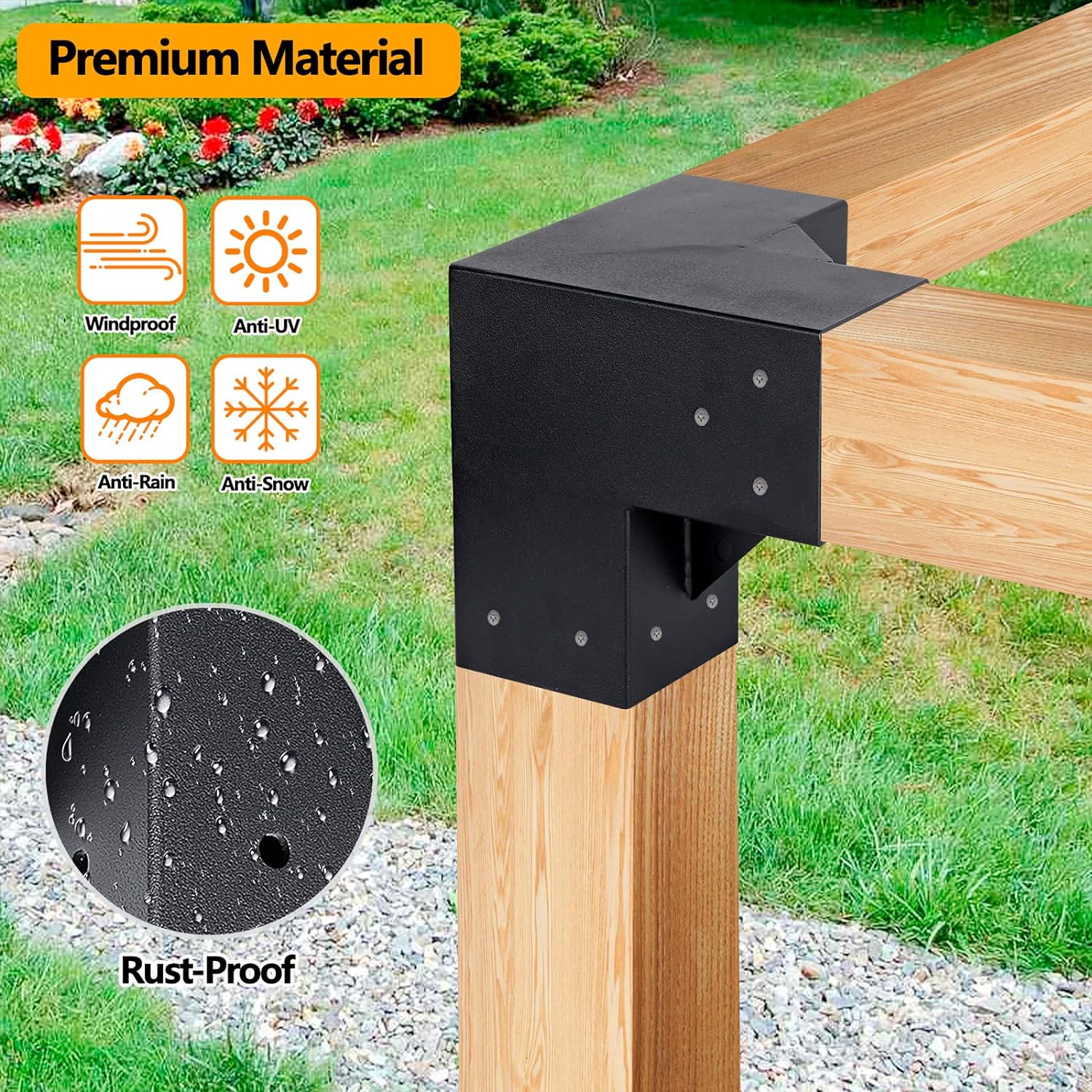Pergola Kit Elevated Wood Stand Kit Woodwork for 4"x 4" Solid Steel Wooden Gazebo Kit