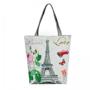 Wholesale Printed canvas shoulder bag lady female Tower in Paris printing landscape character canvas Handbags from china suppliers