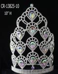 10 inch tall pageant rhinestone crowns and tiaras clear rhinestone pageant