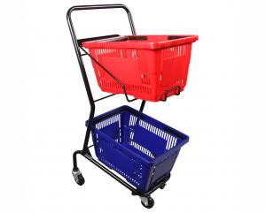 Wholesale Powder Coated Two Tier Shopping Cart / Double Basket Shopping Cart 50-240L Volume from china suppliers