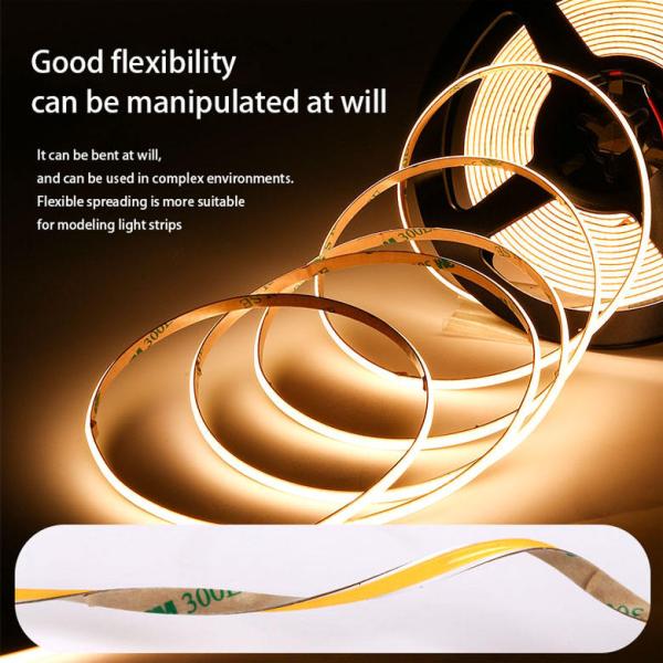 10m/roll Double Lines 600leds 12v 24v Ra80 12mm Flexible COB Led Flexible Strip Light