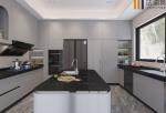 Fadior Muted Gray Stainless Steel Kitchen Cabinet With Galaxy Island