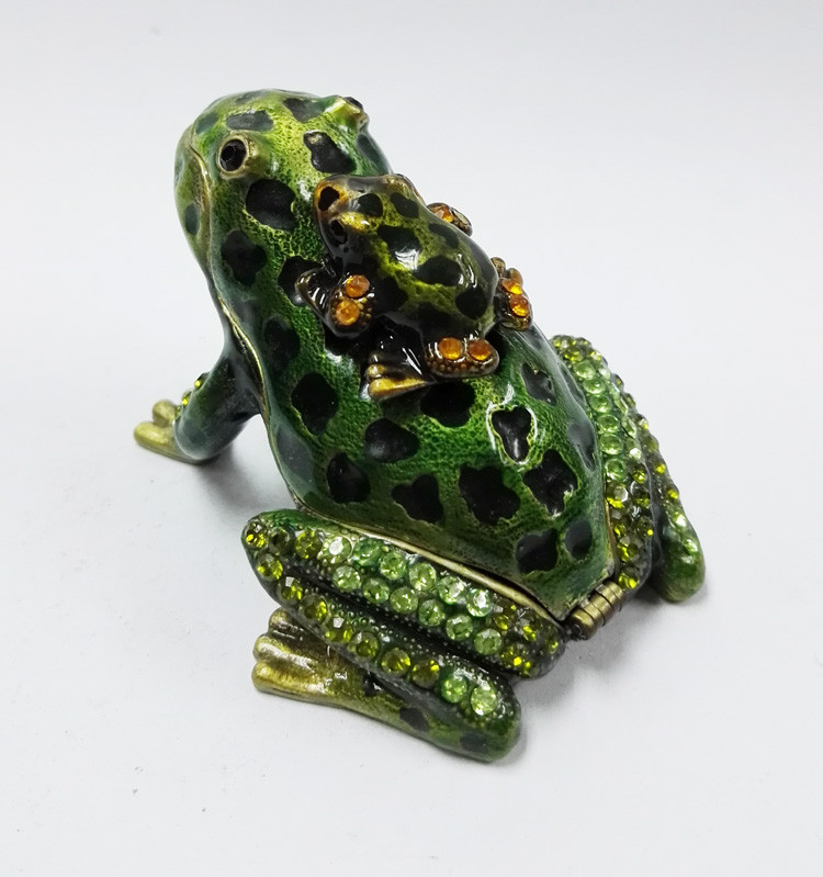 Baby Mum Frog trinket jewelry box metal frog trinket box treasure box metal jewelry box
