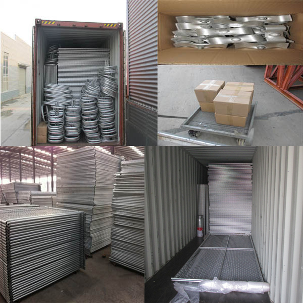 Standard 8'x10' temporary chain link construction horading fence aperture2¼"(57mm) x2.7mm ga and 16ga wall thick x 42mm
