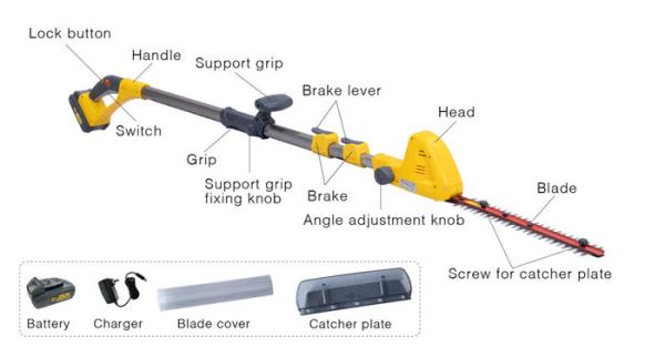 230V 50HZ Extendable Pole Electric Hedge Trimmer Cordless Telescopic Hedge