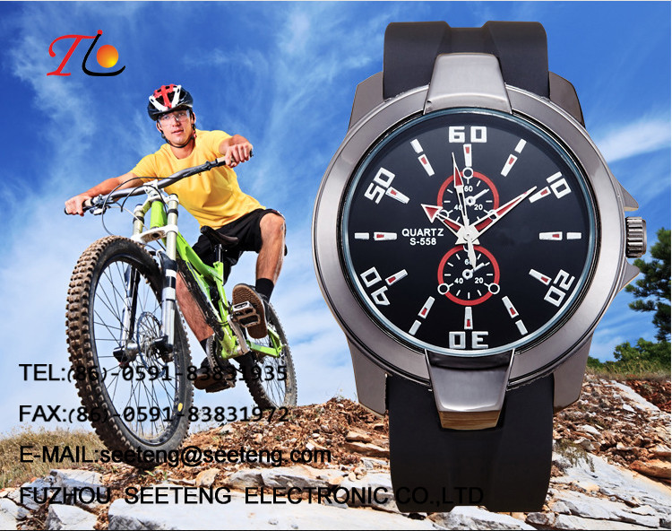 Silicone strap with alloy case round dial and customized watch silicone watch cool style