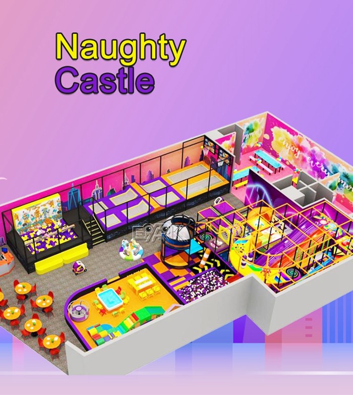 Kids Trampoline Center Soft Play Indoor Playground With Tube Slide Ocean Ball Pit