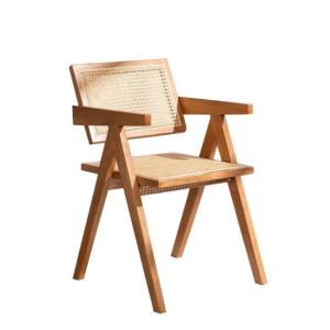 Wholesale OEM Service Accepted Dining Room Furniture Designer Nordic Solid Wood Rattan Chair with Backrest from china suppliers