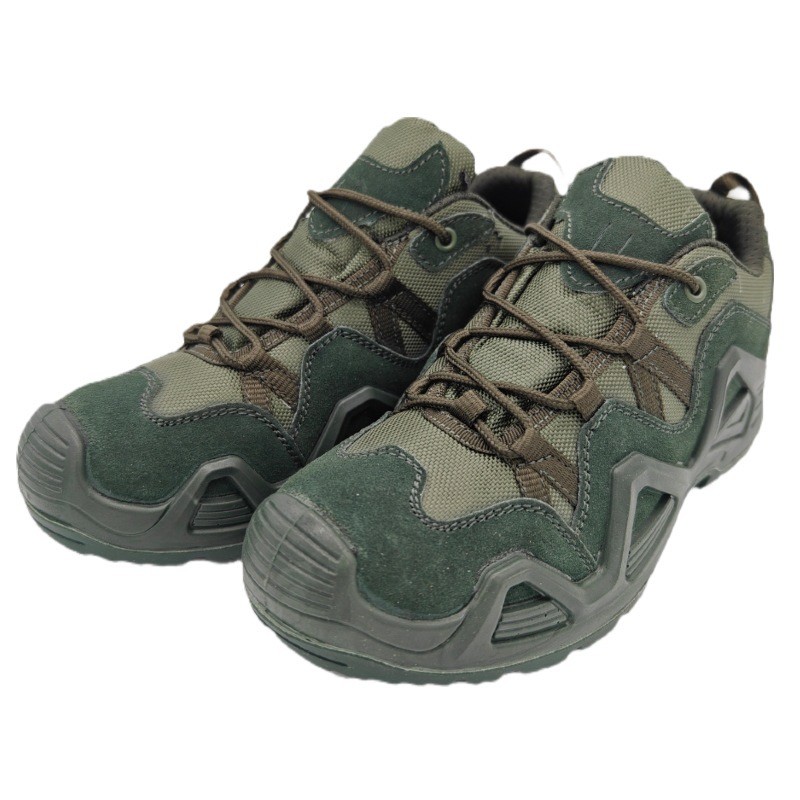 Shock-Absorbent Combat Tactical Boots Durable Leather Flat Heel Ankle-High Shaft