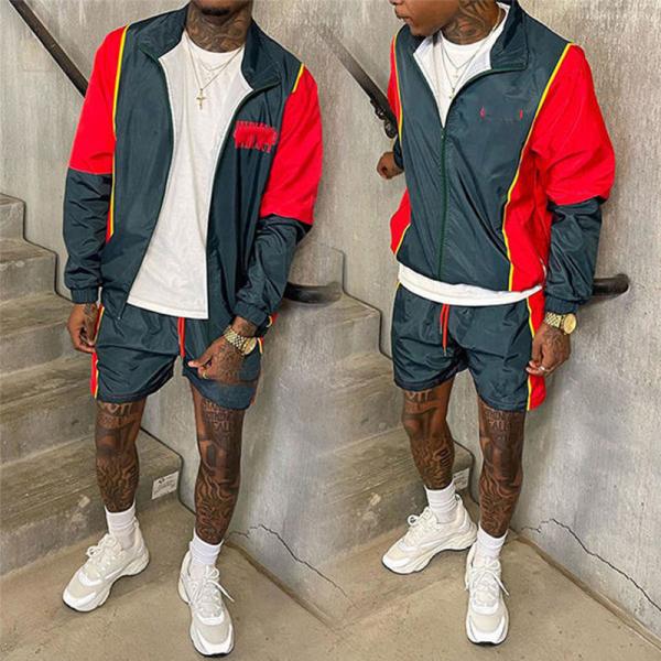 Custom Logo Embroidery Thin Two Piece Joggers Suits Nylon Polyester Windbreaker