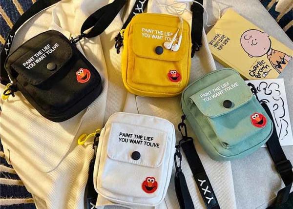 Summer crossbody canvas bag tide customs logo words picture shoulder phone bag