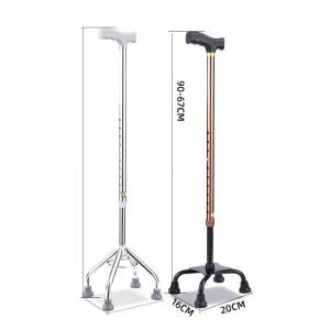 Wholesale Stable Quad Base Brown Aluminum Walking Cane 25*5*90cm High Stability from china suppliers