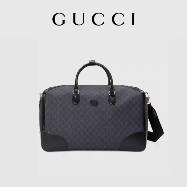 Black Travel GG Supreme Tote Bag Gucci Mens Messenger Canvas Interlocking Double