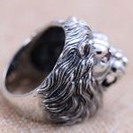 Men Style Lion Heads Design Chunky Black 925 Silver Ring (XH047098W)